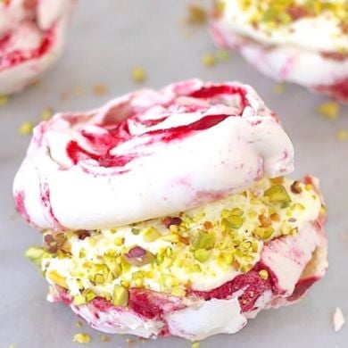Raspberry Meringues with Pistachios - Gemma’s Bigger Bolder Baking