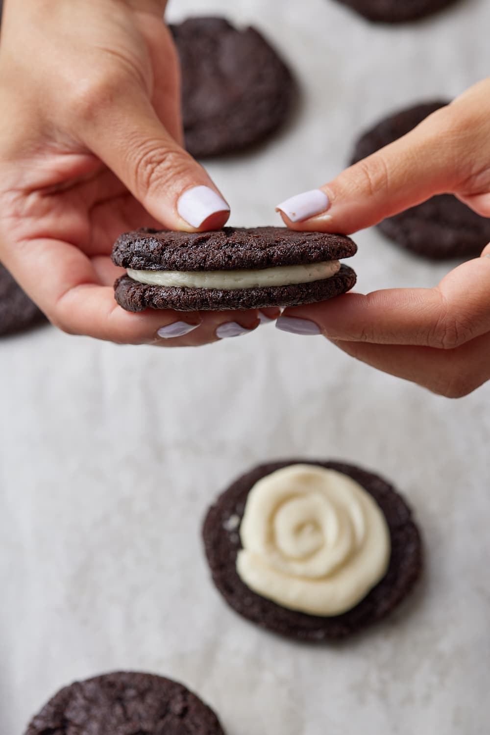 Sandwich the Oreo cookies. 