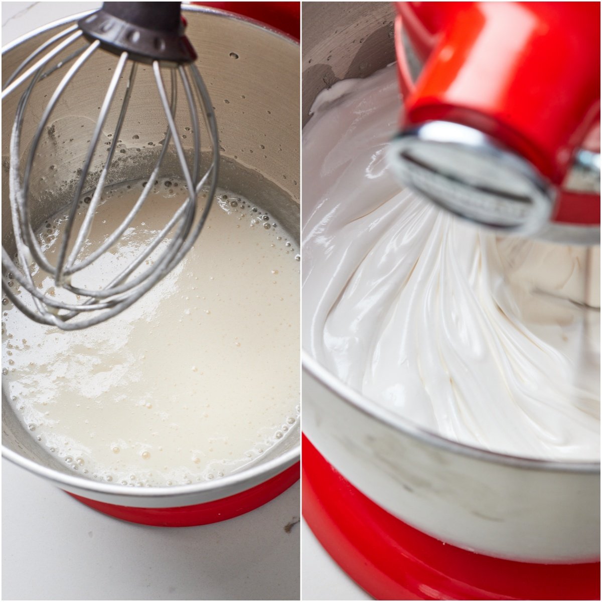 Whip the meringue until light and glossy.