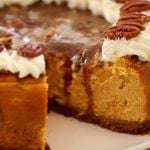 Baked Pumpkin Cheesecake with Pecan Praline Sauce - Taste like Fall