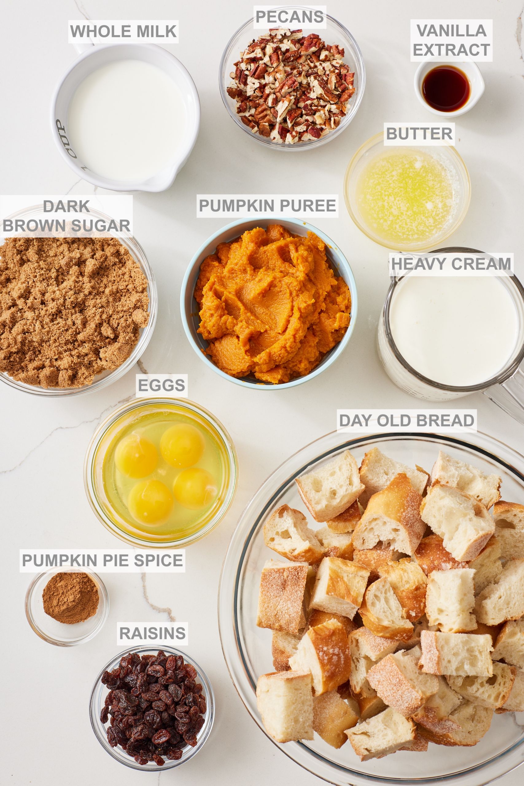 Pumpkin Bread Pudding ingredients