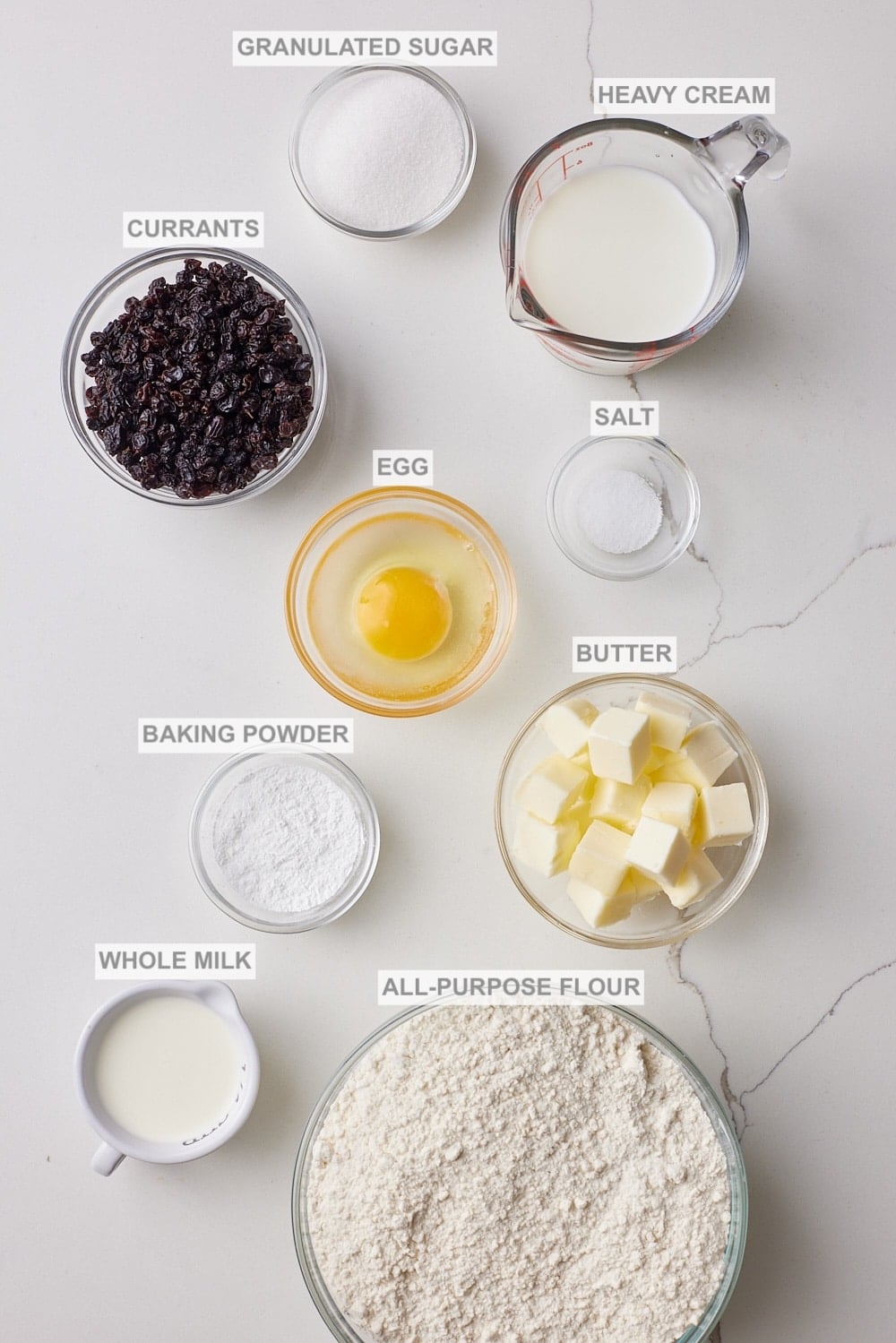 Traditional Irish Scones ingredients. 