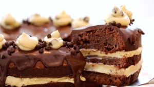 Brownie Layer Cake with Cookie Dough Frosting