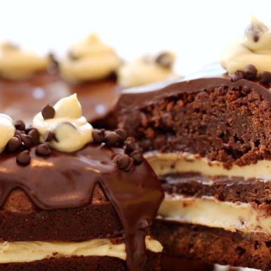 Brownie Layer Cake with Cookie Dough Frosting