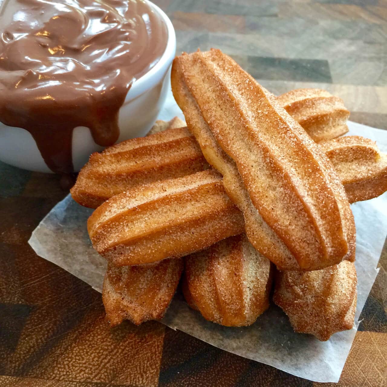 A close up of the cinnamon-sugar texture on my Homemade Churros, which are bake churros, not fried.