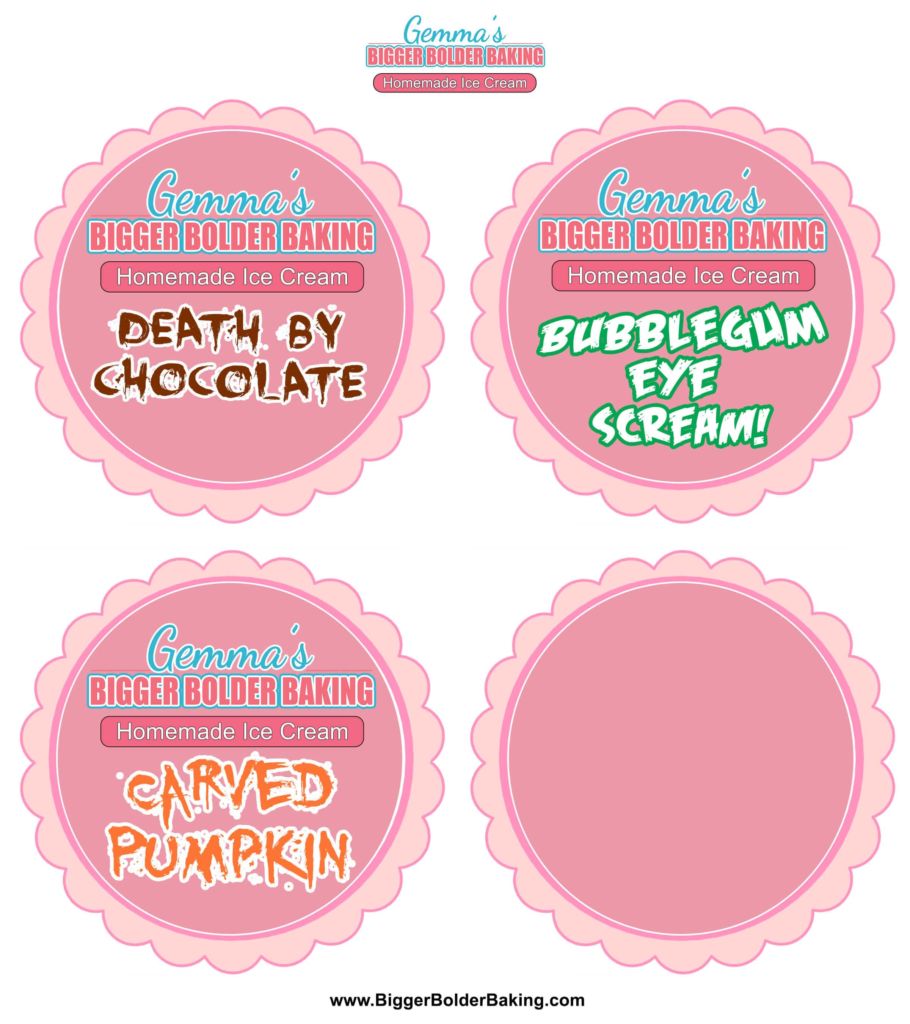 Gemma's Halloween Homemade Ice Cream Labels