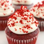 A moist red velvet cupcake topped with best-ever cream cheese frosting.