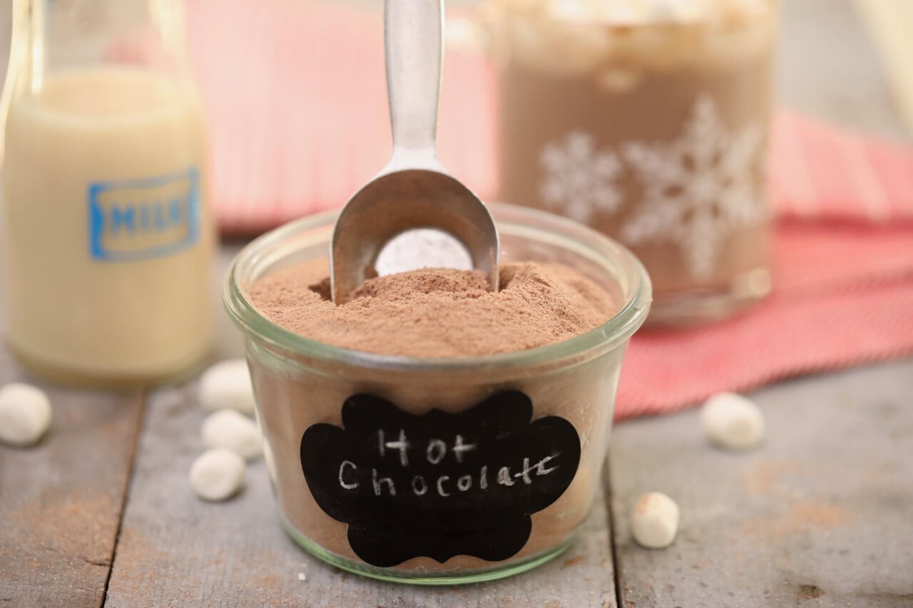 How to make Hot Chocolate Mix - it's inexpensive to make and works as a great Holiday gift.