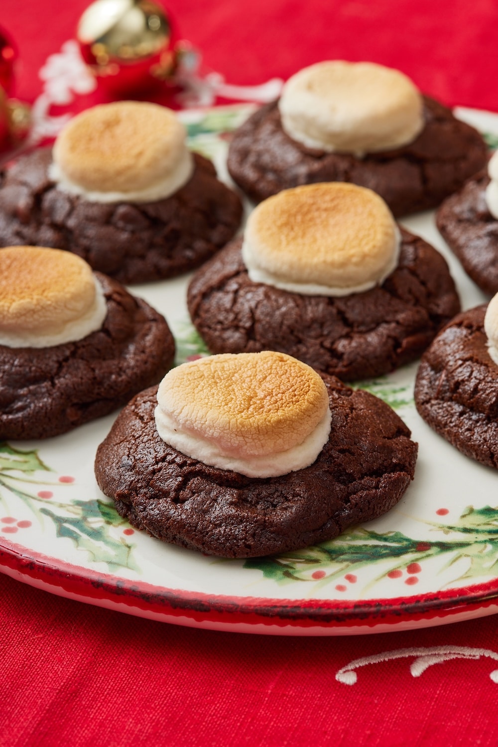 Hot Chocolate Cookies11 5 Hot Chocolate Cookies with toasted marshmallows on top.