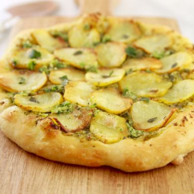 Potato & Mint Pesto Pizza (Vegan)