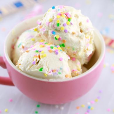 Cake Batter Frozen Yogurt in 5 Minutes (No Machine)