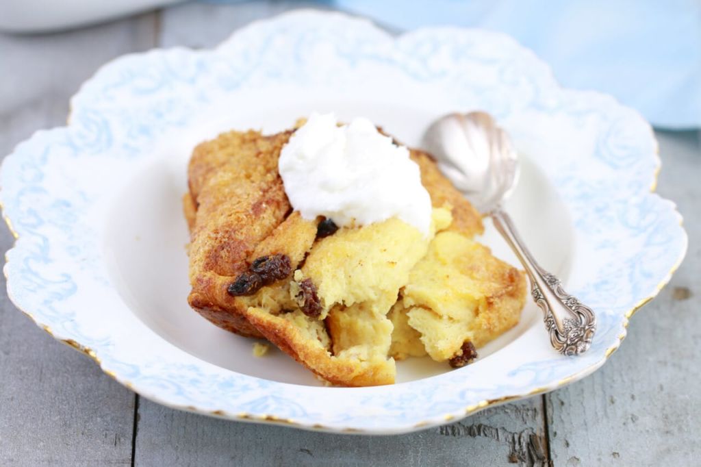 A bowl of Traditional Irish Bread and Butter Pudding