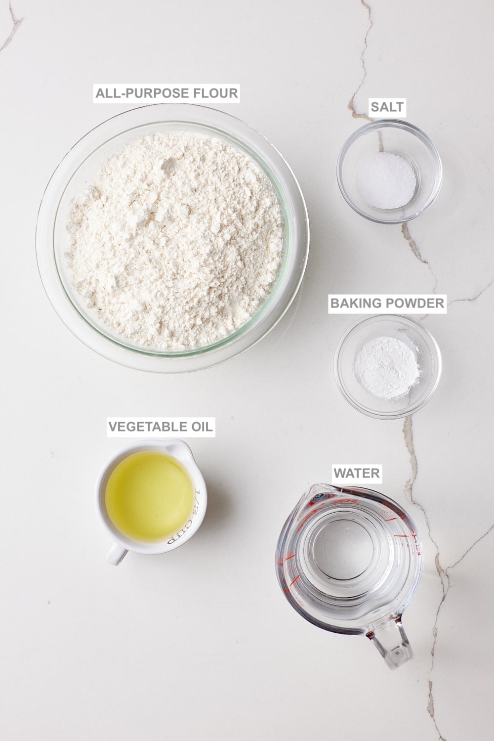 Homemade Flour Tortilla ingredients