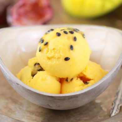 Homemade Mango & Passion Fruit Sorbet in 5 Minutes (No Machine)