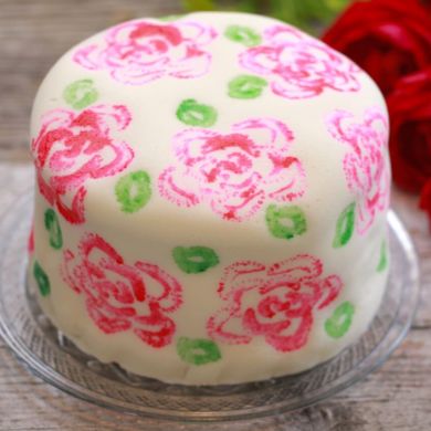 Celery Stamp Rose Painted Cake