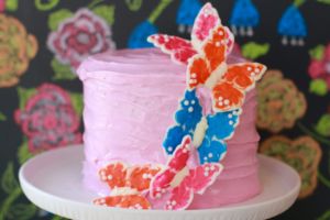 White Velvet Cake with Strawberry Buttercream Frosting