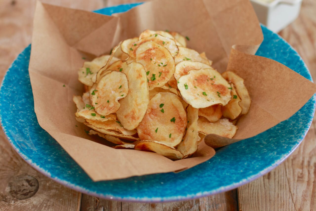 Crispy Microwave Potato Chips - Gemma's Bigger Bolder Baking