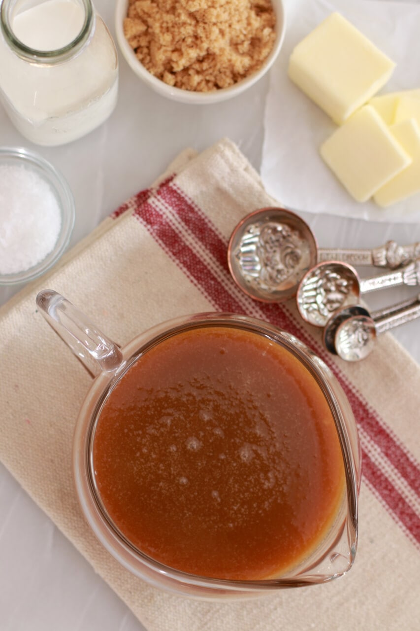 Top-down view of the microwave caramel