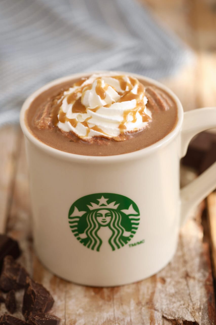 Starbucks Salted Caramel Hot Chocolate, starbucks drinks, Hot chocolate recipe, how to make starbucks drinks, Salted Caramel Hot Chocolate, best ever hot chocolate recipe
