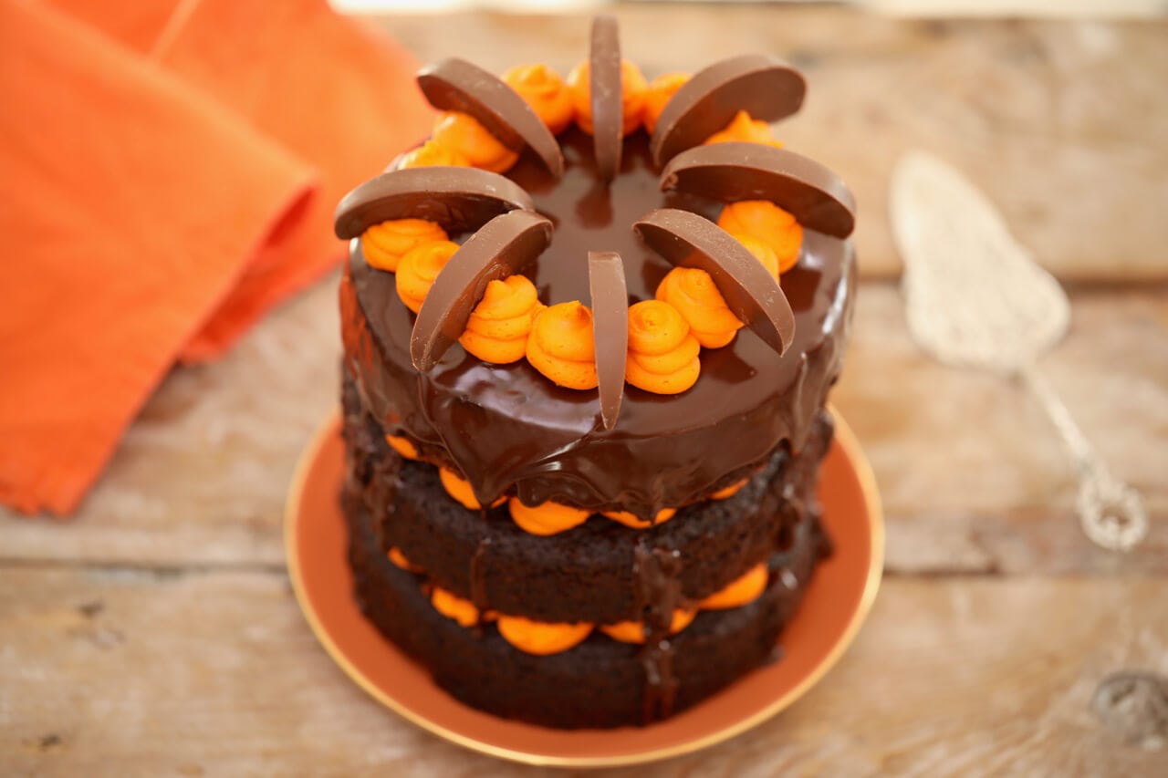 Chocolate and Orange is a popular flavor combination around the holidays. Wow friends and family with this gorgeous cake.