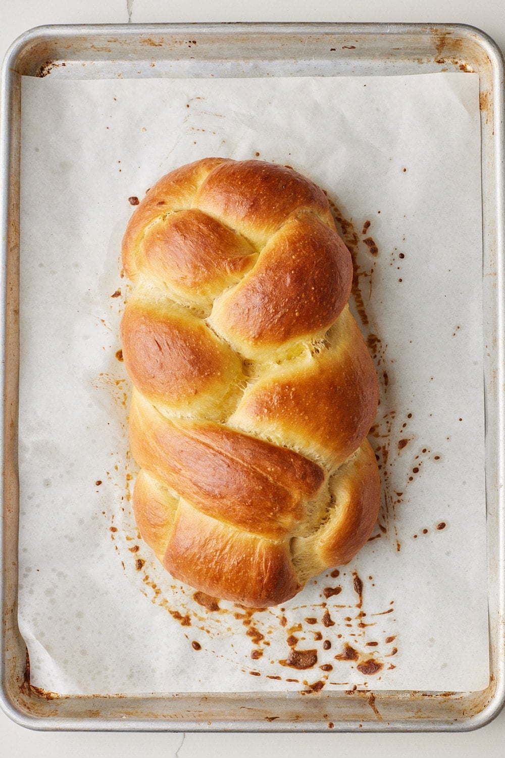 No-knead Challah10 Challah Bread baked until deep golden brown.
