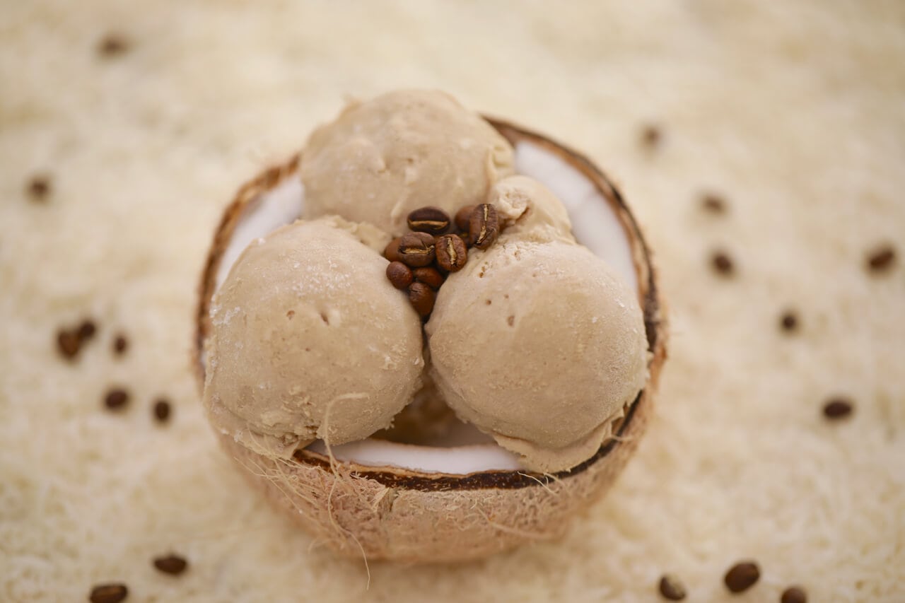 Coffee Coconut Ice Cream - This Dairy Free 2 ingredient is out of this world, and you don't even need an ice cream machine to make it.