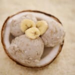 Banana Coconut Ice Cream - This Dairy Free 2 ingredient is out of this world, and you don't even need an ice cream machine to make it.