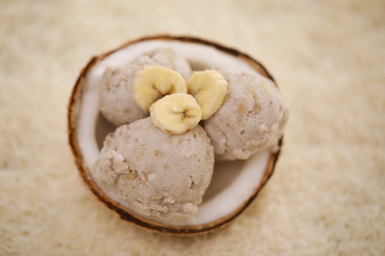 Banana Coconut Ice Cream - This Dairy Free 2 ingredient is out of this world, and you don't even need an ice cream machine to make it.