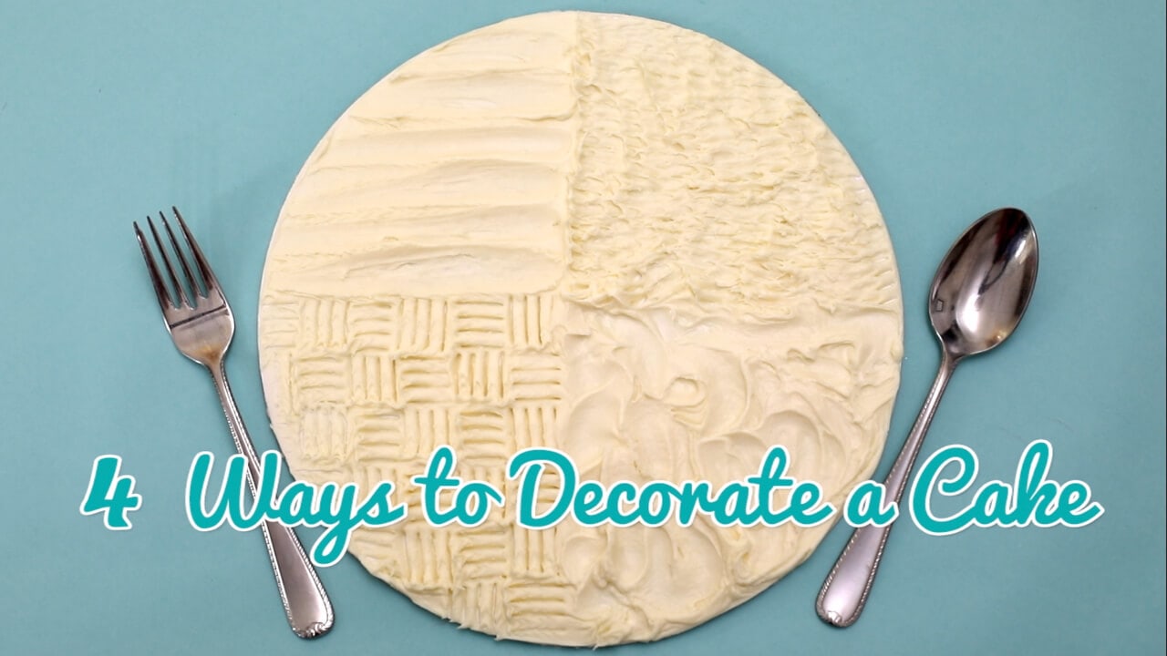4 Fun Ways to Decorate a Cake using forks and spoons.
