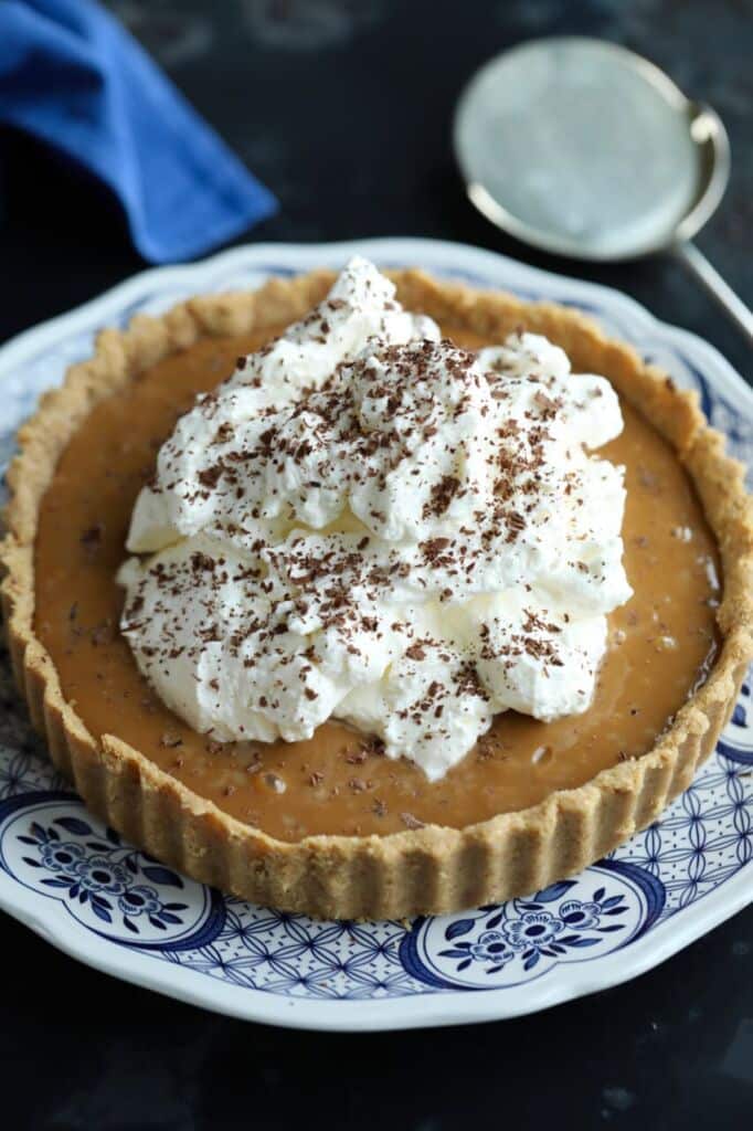 Banoffee has buttery, crumbly golden crust, with a soft buttery filling