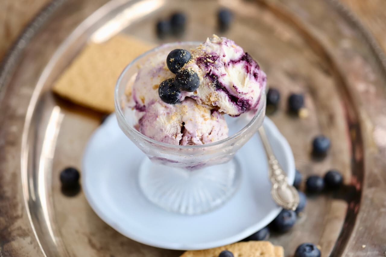 Blueberry Cheesecake Frozen Yogurt - Just a few all natural ingredients and no ice cream machine needed!