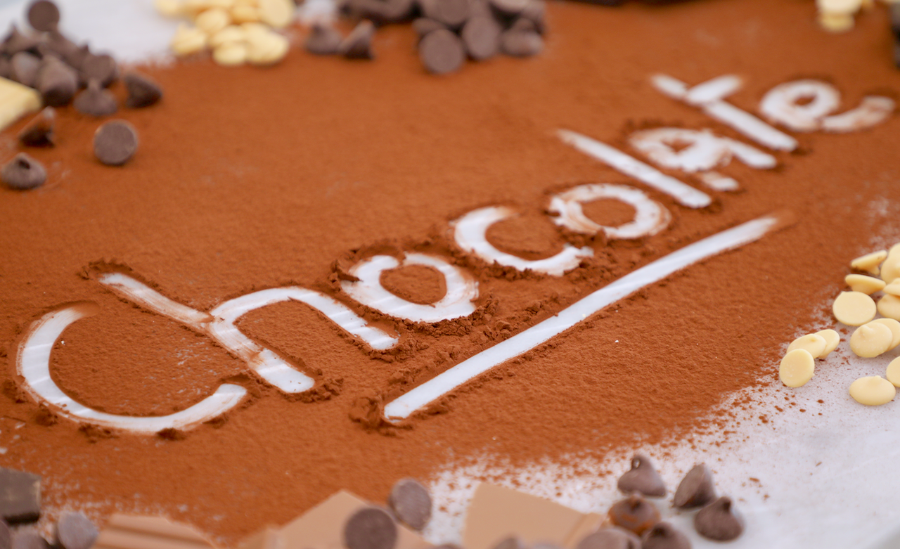 The word chocolate written in chocolate.
