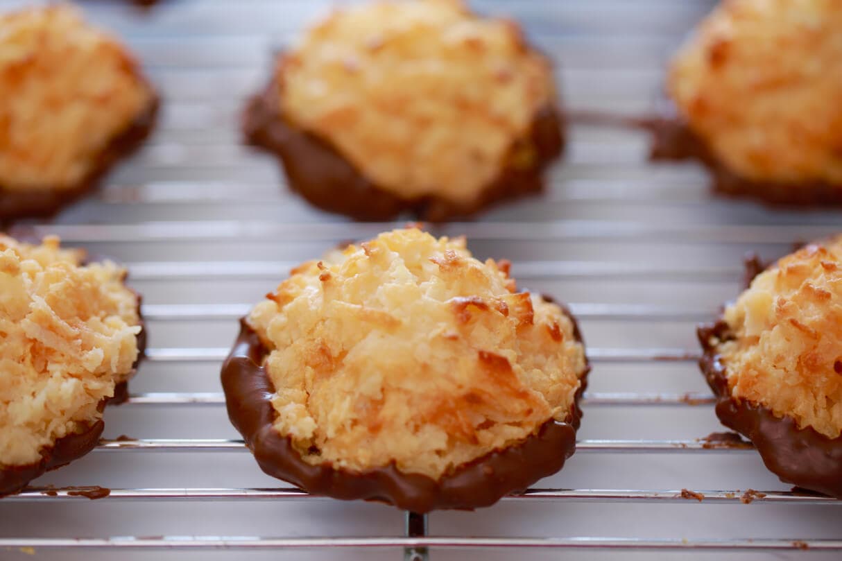 3 Ingredient Coconut Macaroons - Condensed milk, coconut and chocolate! it could not be simpler