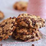A stack of oatmeal chocolate chip cookies made with just 3 ingredients.