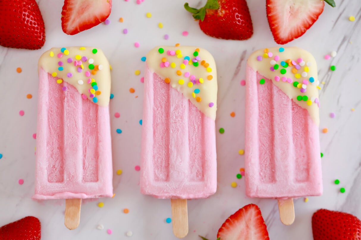 Strawberry Milk Popsicles - Gemma's Bigger Bolder Baking