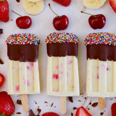 Split Popsicles Banana Split Popsicles - Gemma’s Bigger Bolder Baking