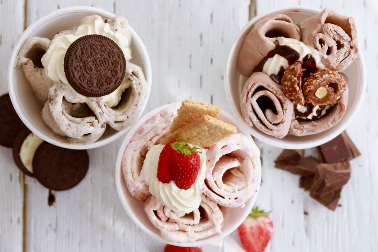 Homemade Rolled Ice Cream Recipe made with just 2 ingredients and No Machine needed.