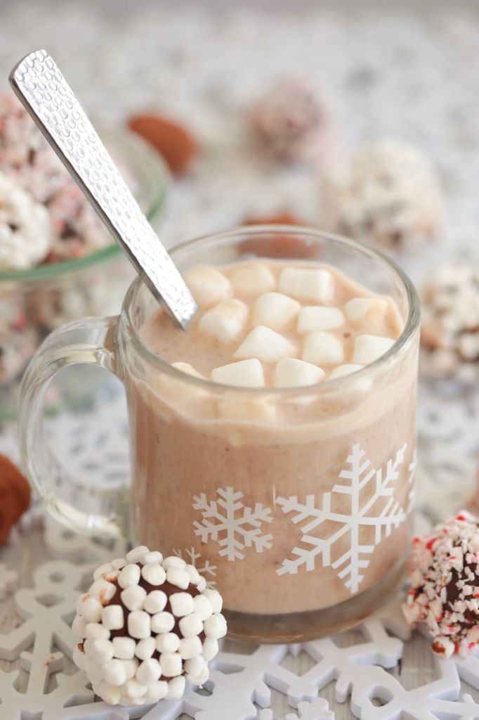 A mug of hot chocolate with marshmallows after using my Hot Chocolate Bomb recipe!