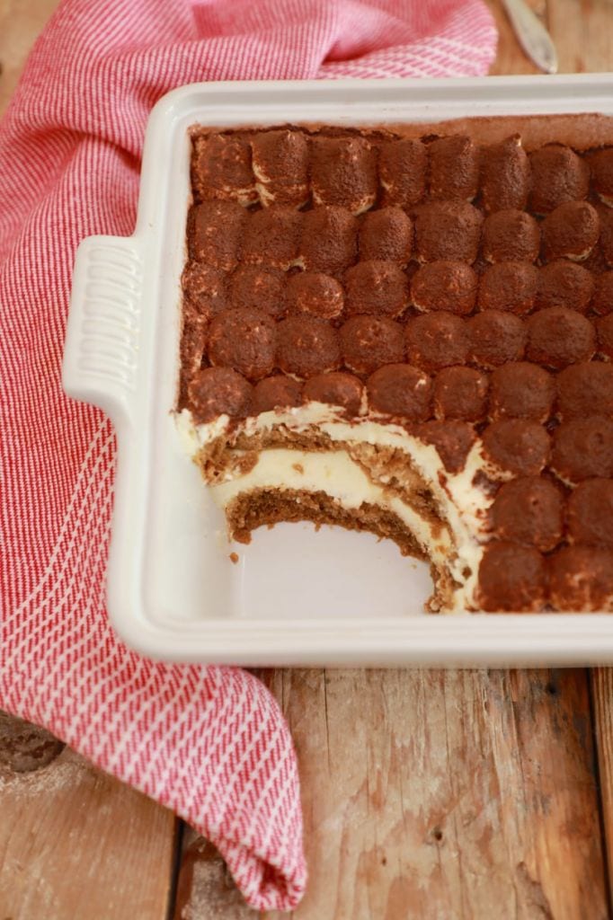 An easy Tiramisu recipe, showing the different layers after serving a piece.