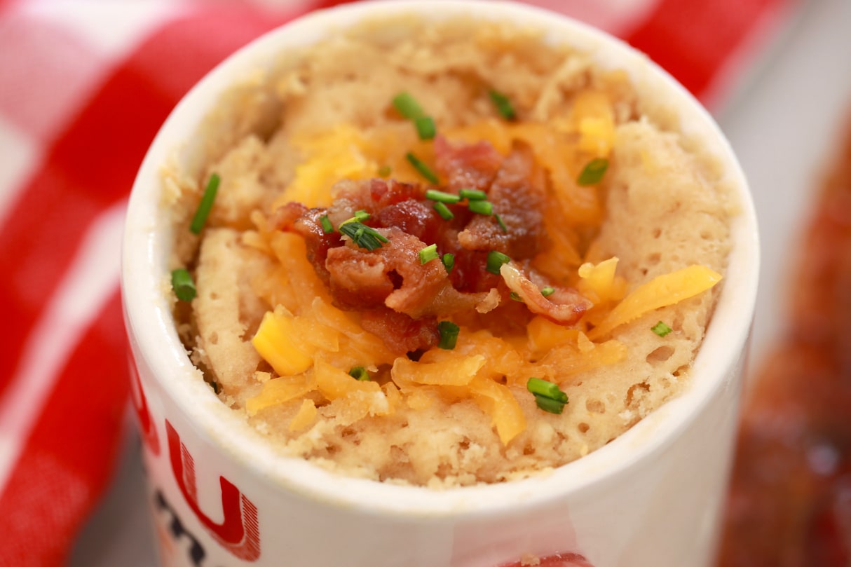 Enjoy the ultimate bacon mug cake with my Maple Bacon Cheddar recipe you can make in minutes!
