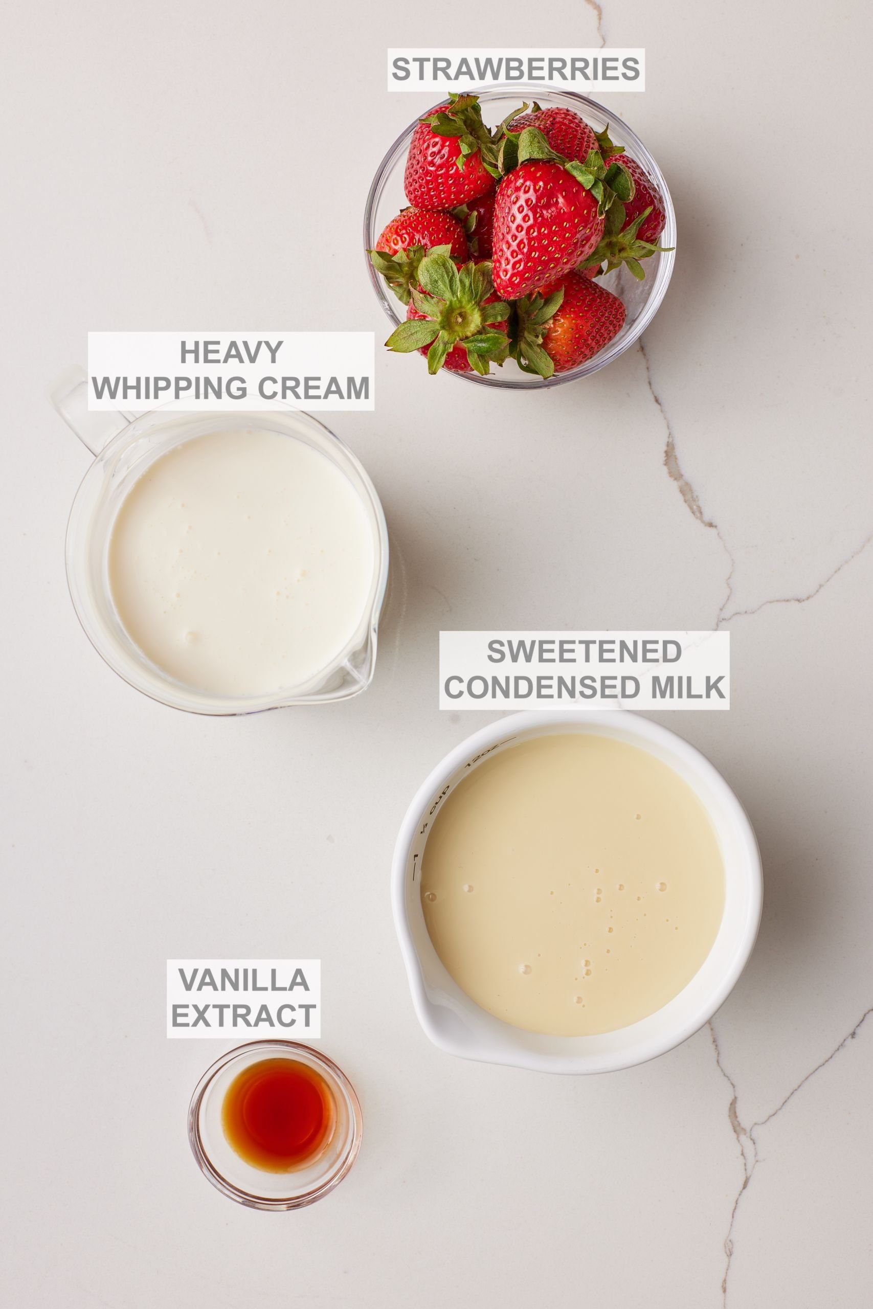 Strawberry Ice cream (no churn) ingredients 