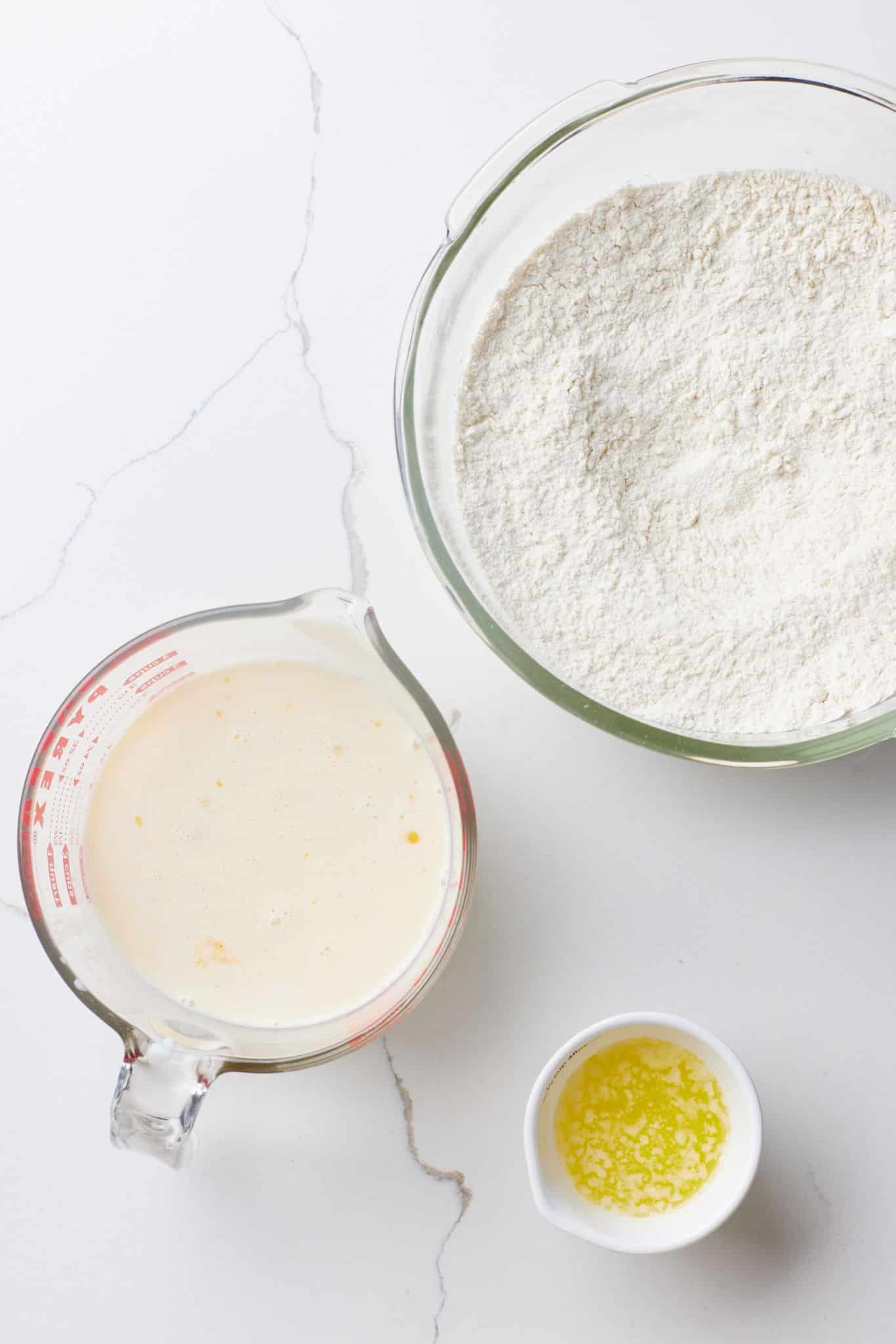 Mix dry ingredients and wet ingredients of Homemade Pancake Mix separately. 