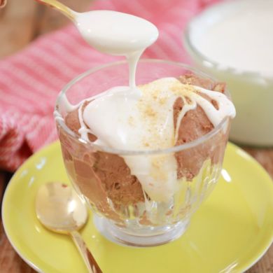 Homemade Marshmallow Sauce for a S'more Ice Cream Sundae