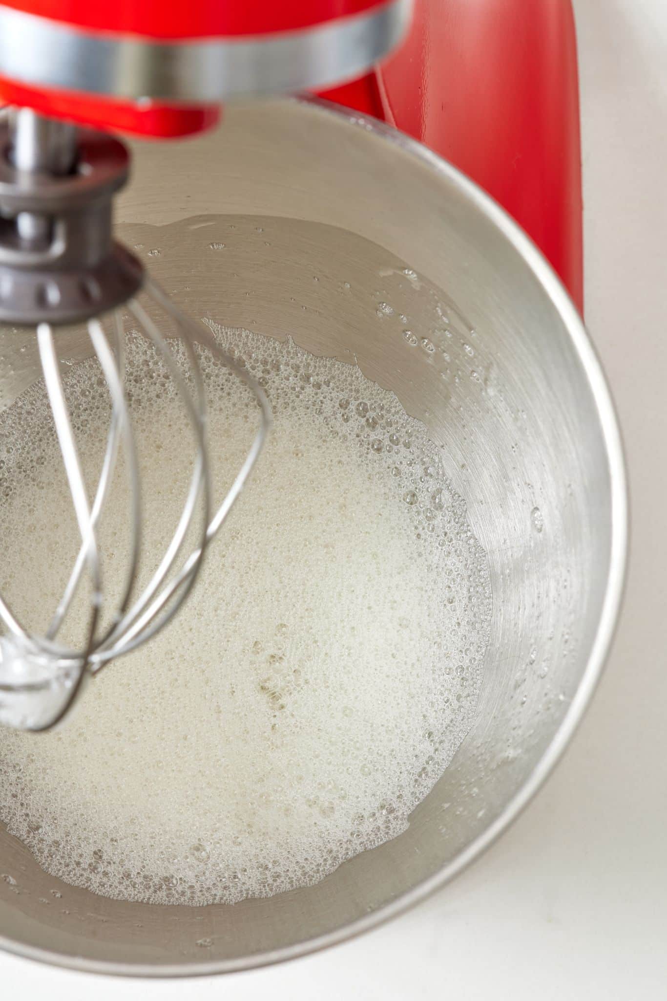 Whip up egg whites until foamy.