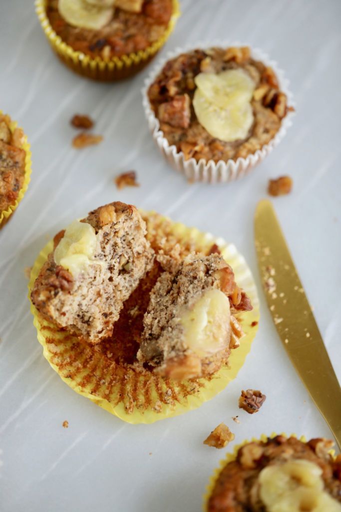 The texture inside Liv's banana nut muffins recipe.