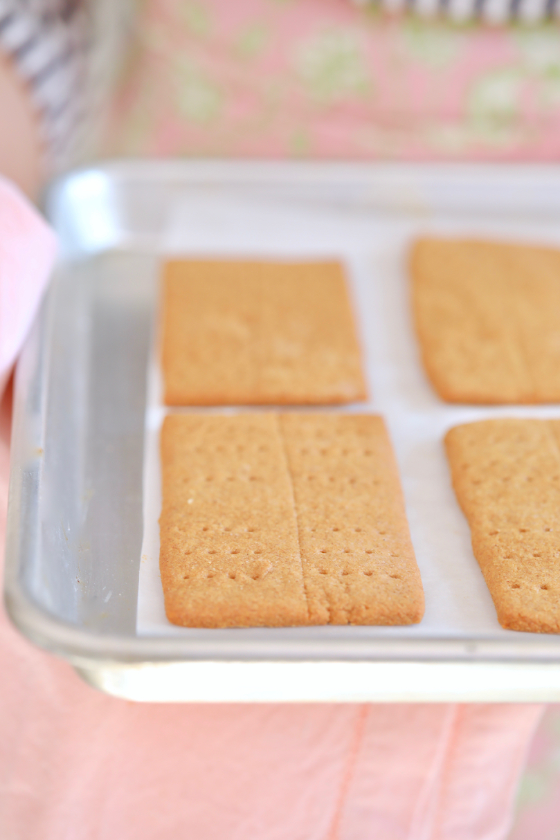 Graham Crackers freshly baked on a tray.