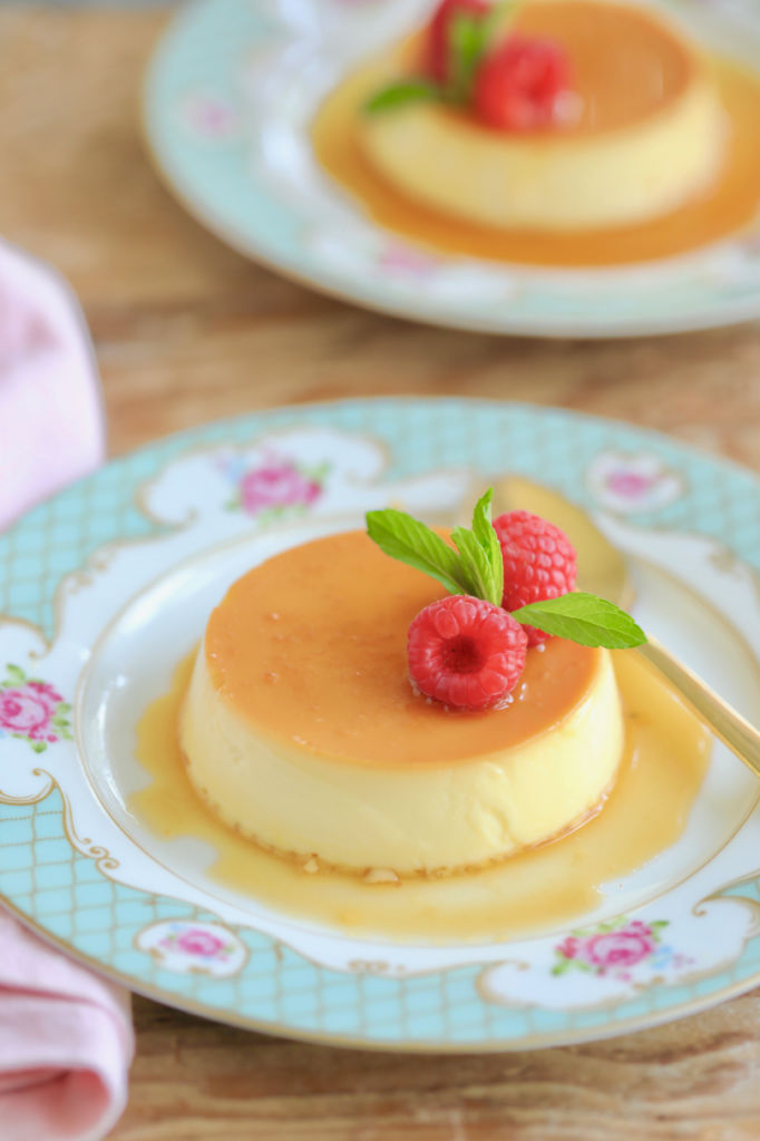 The texture of creme caramel, or flan, when it is homemade.
