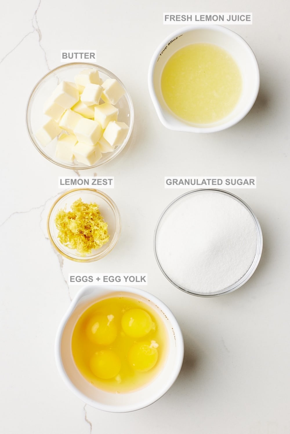 Microwave Lemo Curd ingredients