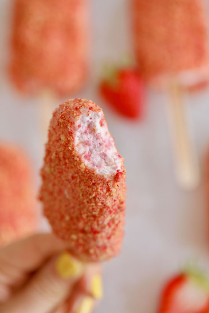 The texture of a Strawberry Shortcake Ice Cream Bar