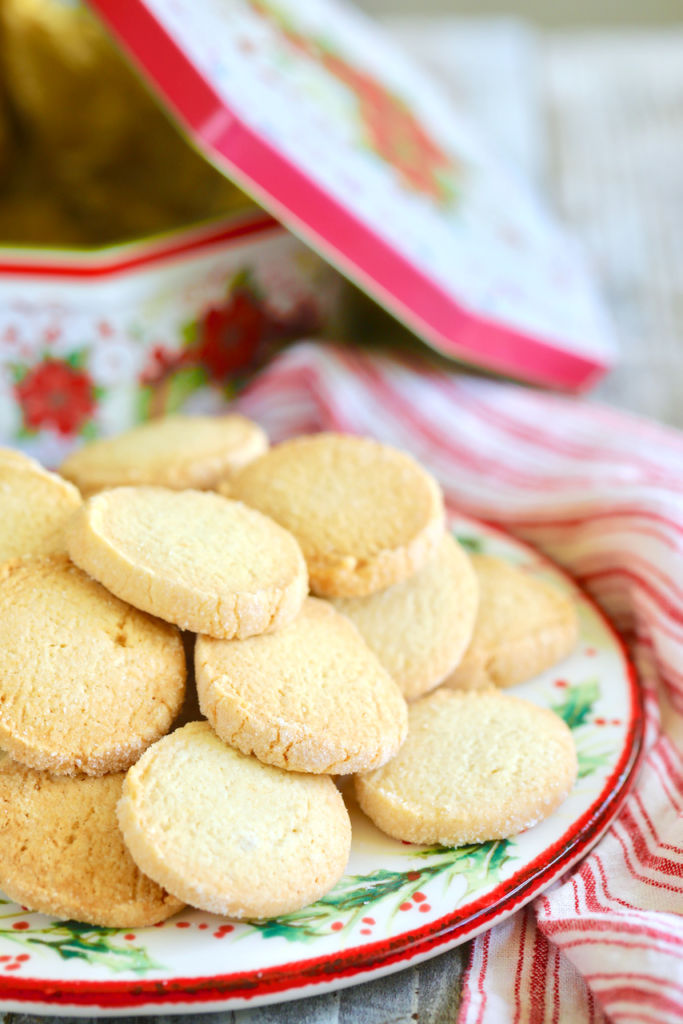 Gluten-Free Sugar Cookies recipe, already baked, piled on a plate and ready to eat.